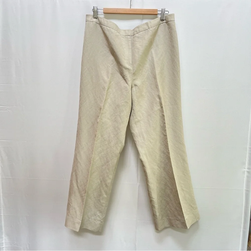 Alex Marie Linen Blend Wide Leg High Waist Tan Pant, Size 14 (XL) - Picture 3 of 9